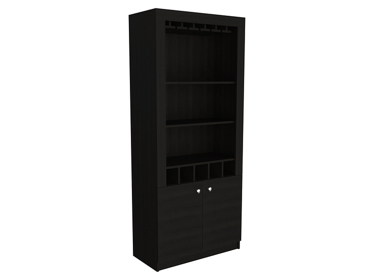 BAR FMFURNITURE ALTO 5 BOTELLEROS Y PORTACOPAS FM 003C CAFÉ OSCURO NEGRO 1