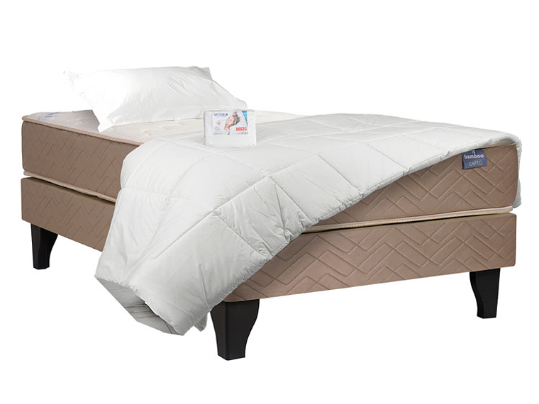 JUEGO DE DORMITORIO CELTA CAMA EUROPEA BAMBOO 1.5 PLAZAS + TEXTIL 1