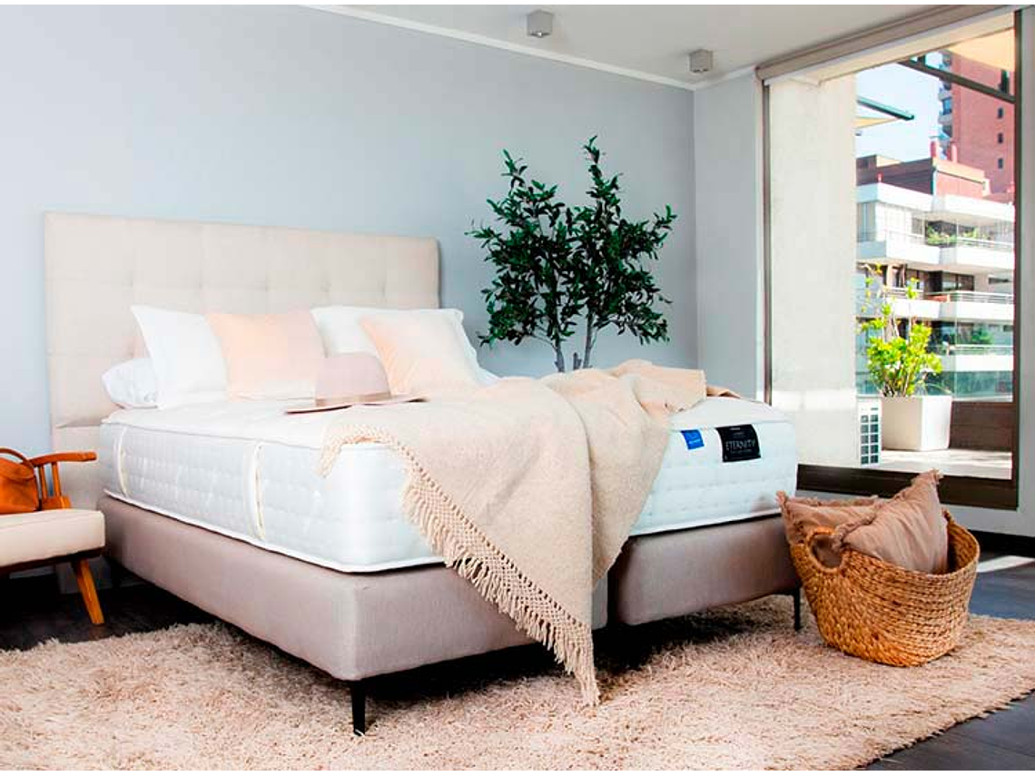 JUEGO DE DORMITORIO FLEX CAMA EUROPEA ETERNITY TOP KING ARENA + RESPALDO TACHAS CRUDO 6