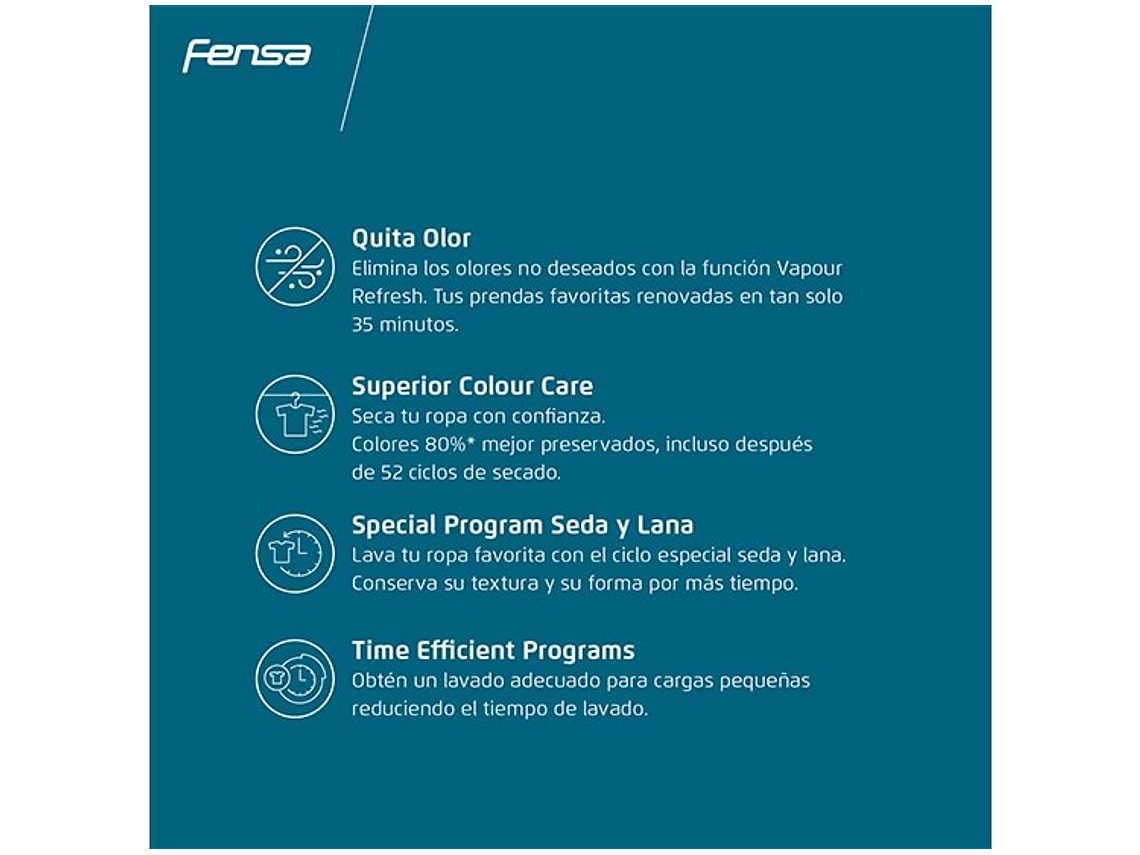 LAVADORA SECADORA FENSA PERFECT CARE 11WD 11KG/7KG BLANCO 8