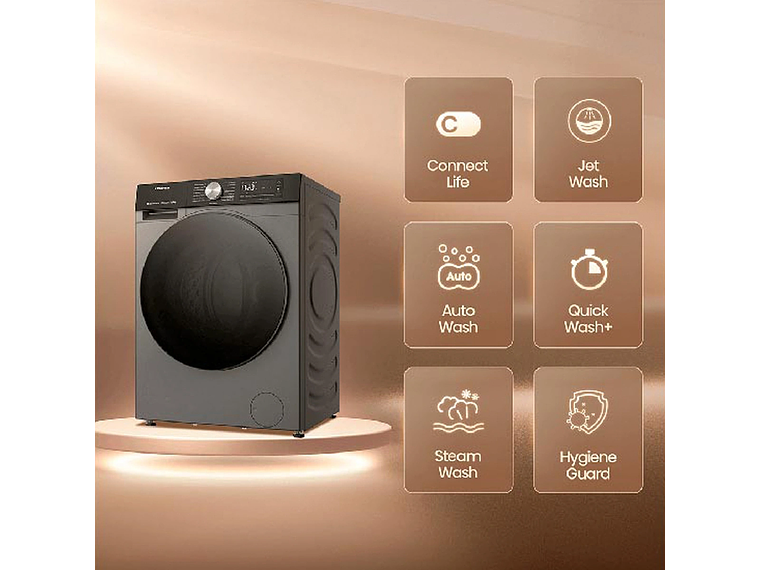 LAVADORA SECADORA CARGA FRONTAL HISENSE WD3S1243BT 12KG/8KG GRAFITO 3