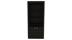 BAR FMFURNITURE ALTO 5 BOTELLEROS Y PORTACOPAS FM 003C CAFÉ OSCURO NEGRO