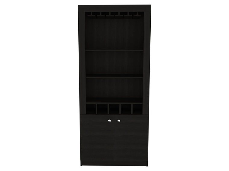 BAR FMFURNITURE ALTO 5 BOTELLEROS Y PORTACOPAS FM 003C CAFÉ OSCURO NEGRO 2