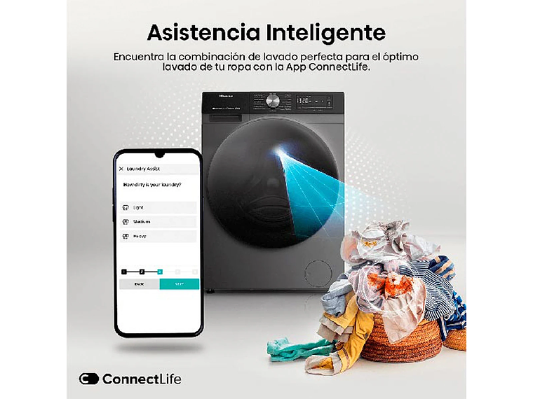 LAVADORA SECADORA CARGA FRONTAL HISENSE WD3S1243BT 12KG/8KG GRAFITO 4