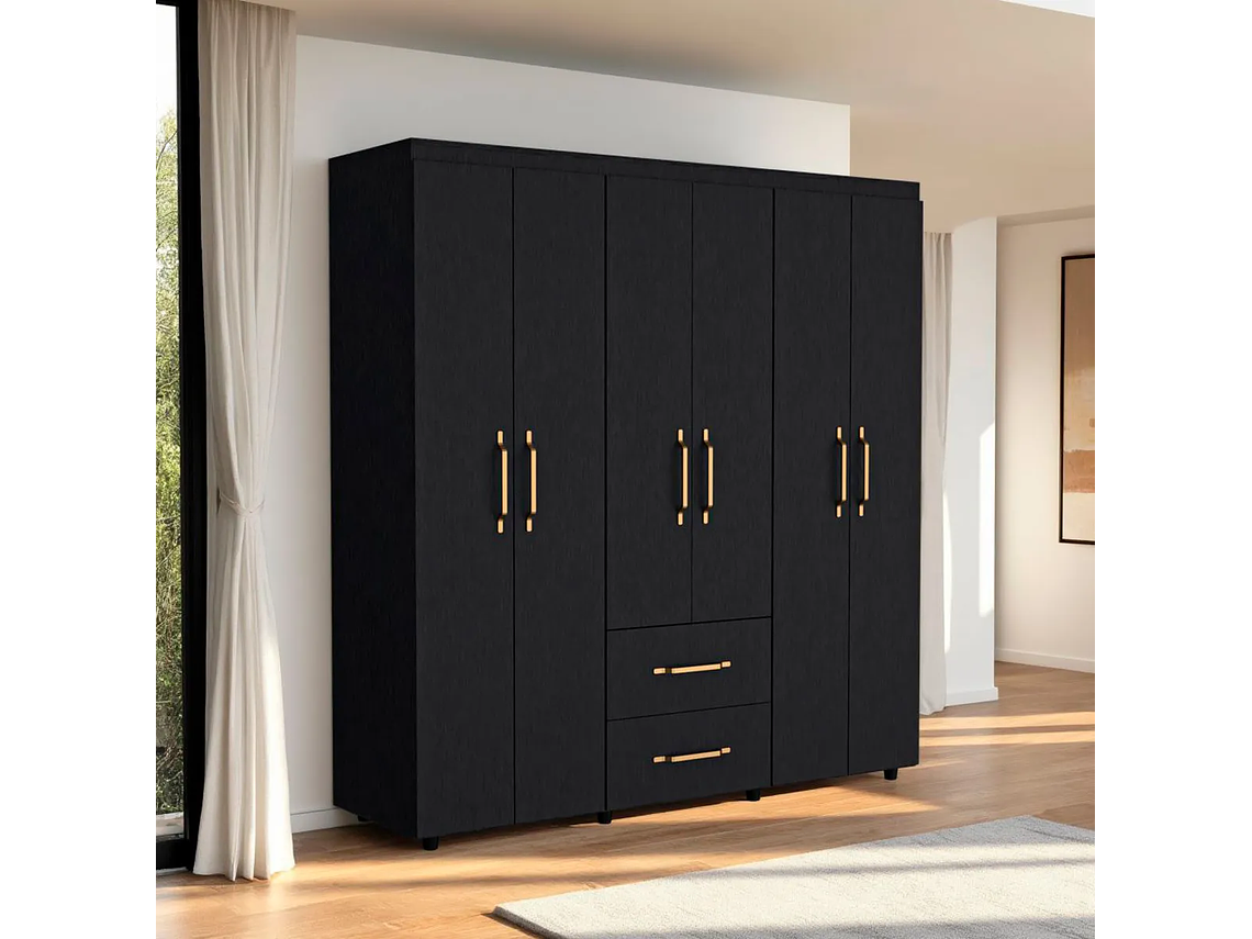 CLÓSET TUHOME WENGUE GOLDEN 6 PUERTAS 2 CAJONES NEGRO 4