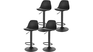 PACK 4 TABURETE DE BAR ALTURA REGULABLE ELEGANTE MOBY - NEGRO