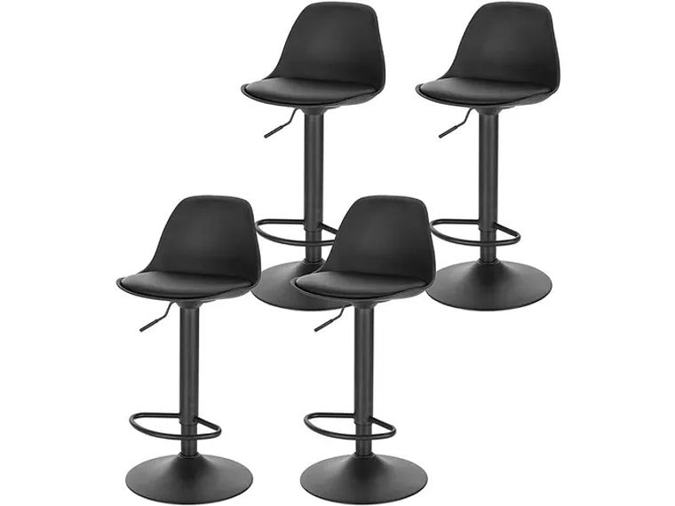 PACK 4 TABURETE DE BAR ALTURA REGULABLE ELEGANTE MOBY - NEGRO 2