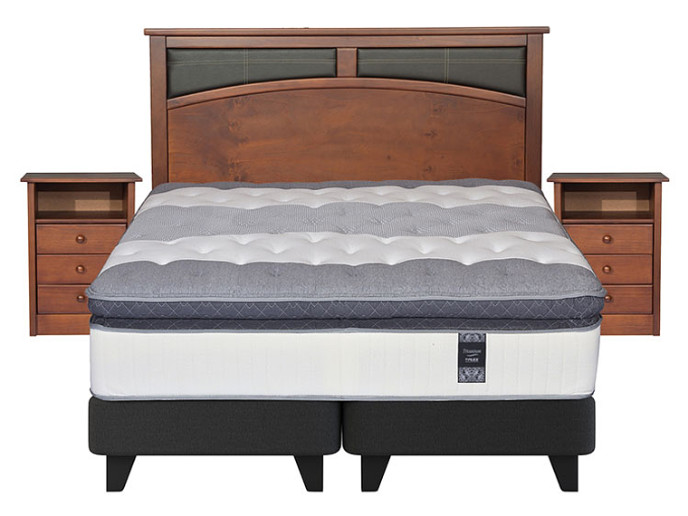 JUEGO DE DORMITORIO FLEX CAMA EUROPEA TITANIUM NEW BOX KING + SET CASTELL 1