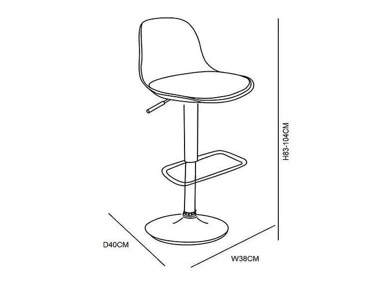 PACK 4 TABURETE DE BAR ALTURA REGULABLE ELEGANTE MOBY - NEGRO 3