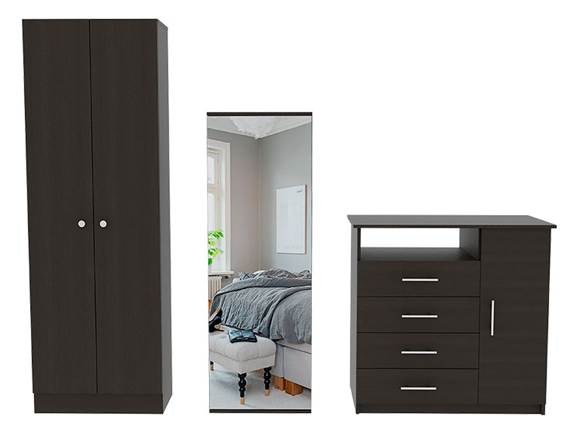 SET DE MUEBLES TUHOME DREAMS 4 CLOSET + CÓMODA + ZAPATERO WENGUE 1
