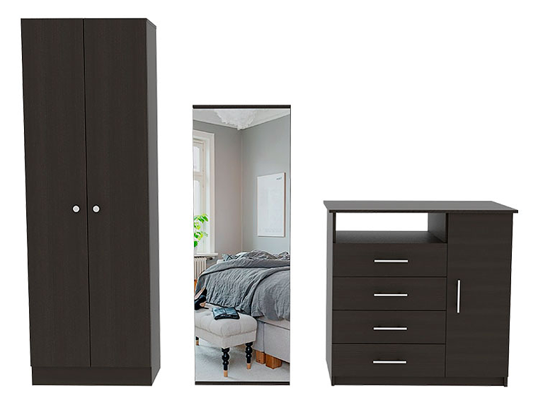 SET DE MUEBLES TUHOME DREAMS 4 CLOSET + CÓMODA + ZAPATERO WENGUE 1