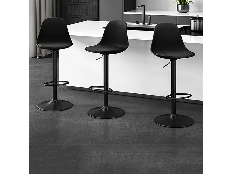 PACK 4 TABURETE DE BAR ALTURA REGULABLE ELEGANTE MOBY - NEGRO 4