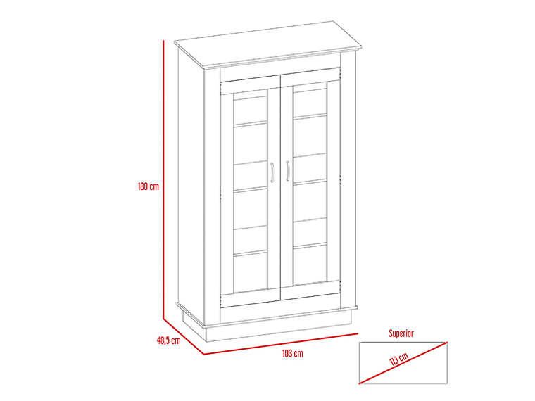 VITRINA TUHOME ALCAMO WHITE CHIC 2 PUERTAS BLANCO 6