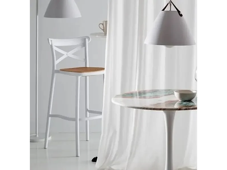 PACK 4 TABURETE O PISO SENA POLIPROPILENO PARA TERRAZA O DESAYUNADOR 75CM - BLANCO 1