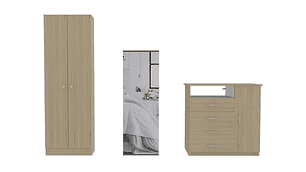 SET DE MUEBLES TUHOME DREAMS 4 CLOSET + CÓMODA + ZAPATERO ROVERE BLANCO