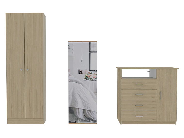 SET DE MUEBLES TUHOME DREAMS 4 CLOSET + CÓMODA + ZAPATERO ROVERE BLANCO 1