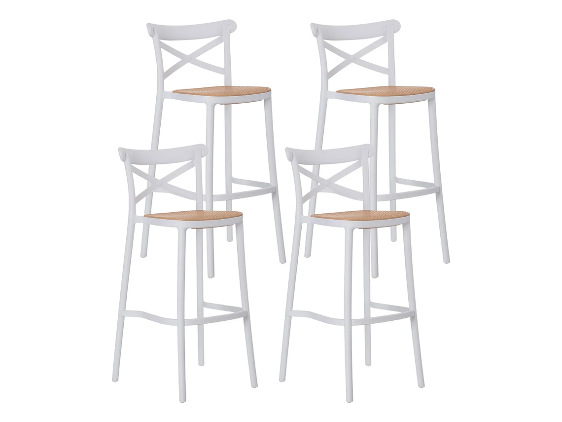 PACK 4 TABURETE O PISO SENA POLIPROPILENO PARA TERRAZA O DESAYUNADOR 75CM - BLANCO 2