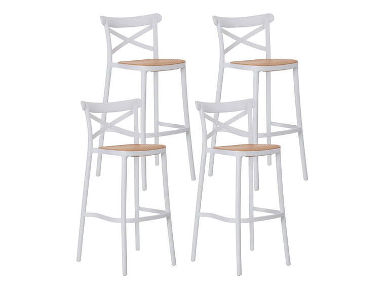 PACK 4 TABURETE O PISO SENA POLIPROPILENO PARA TERRAZA O DESAYUNADOR 75CM - BLANCO 2