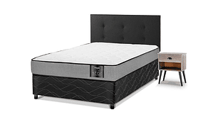 JUEGO DE DORMITORIO FLEX CAMA AMERICANA STAR 1 PLAZA + RESPALDO ROYAL NEGRO + VELADOR ROCK