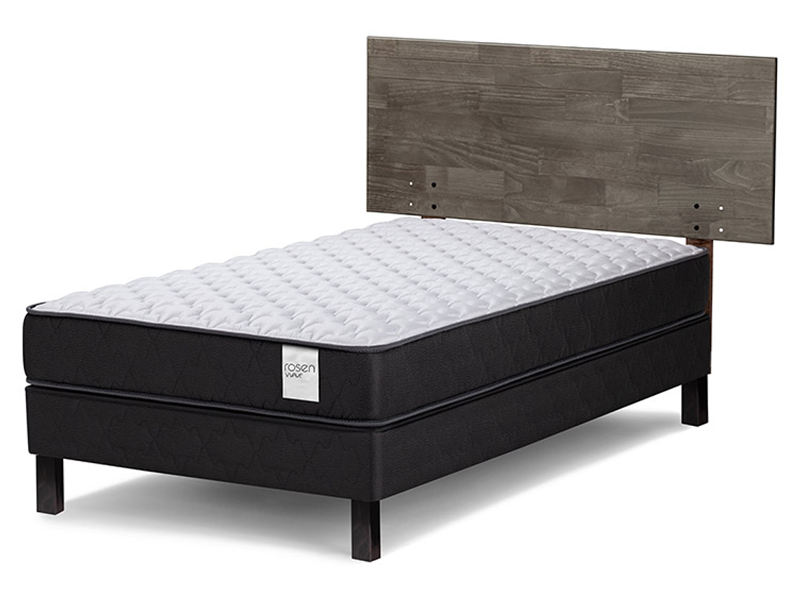 JUEGO DE DORMITORIO ROSEN CAMA EUROPEA WAVE 1.5 PLAZAS + RESPALDO TABOR GRAFITO 2