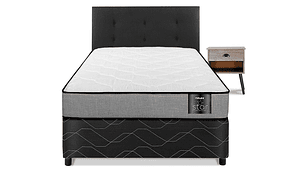 JUEGO DE DORMITORIO FLEX CAMA AMERICANA STAR 1 PLAZA + RESPALDO ROYAL NEGRO + VELADOR ROCK