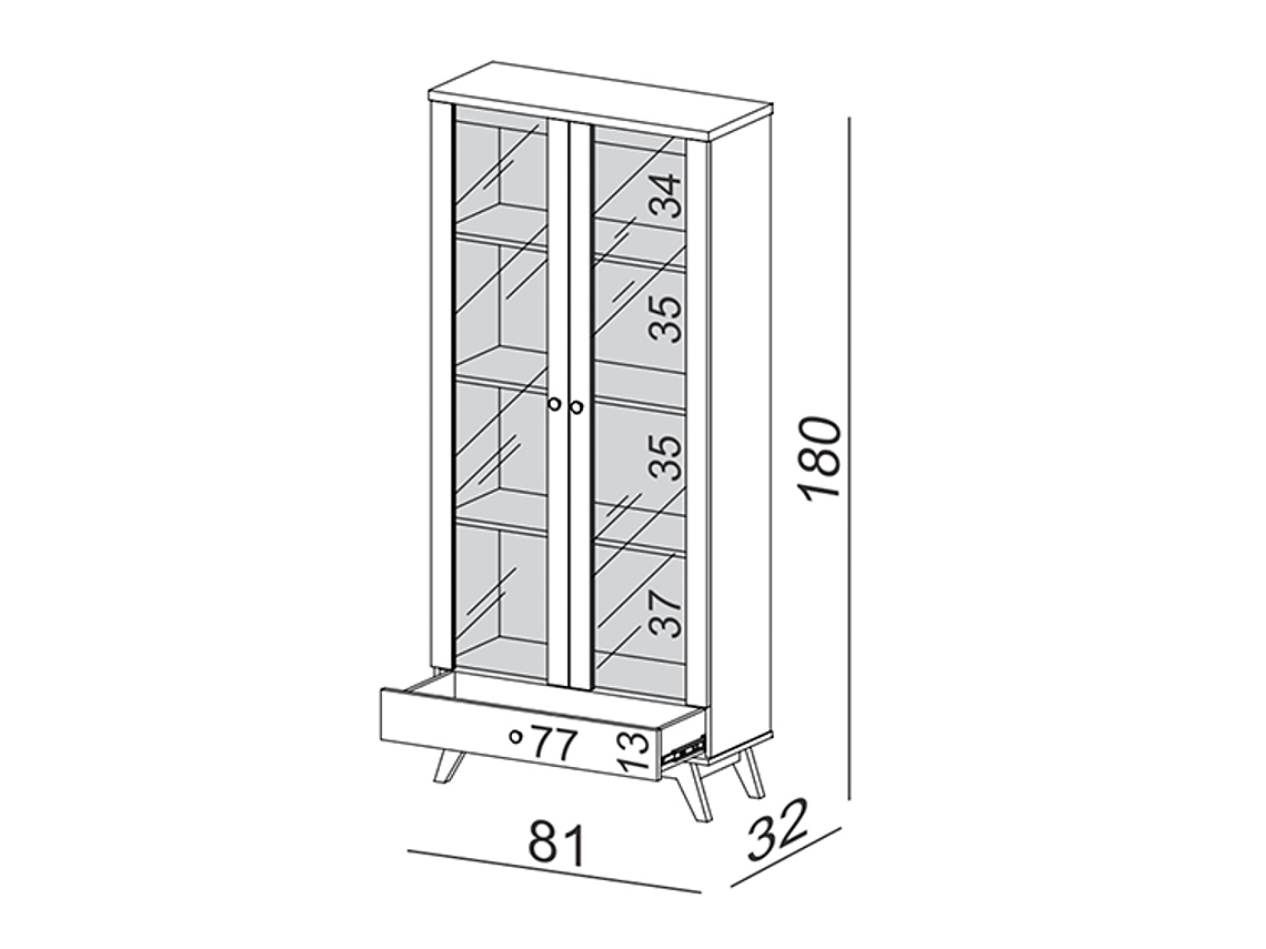VITRINA ROCA RECIFE CANELA 2 PUERTAS 1 CAJÓN BLANCO 3