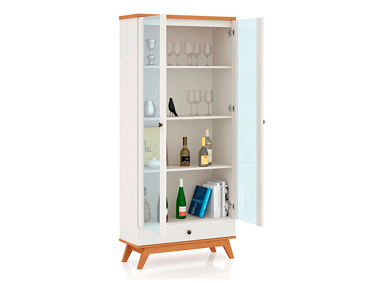 VITRINA ROCA RECIFE CANELA 2 PUERTAS 1 CAJÓN BLANCO 4