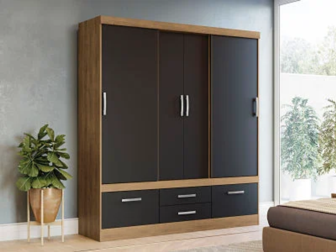 CLÓSET YARDAS 4 PUERTAS 4 CAJONES NEGRO ALEXA ANGELÍN CORREDERAS 4