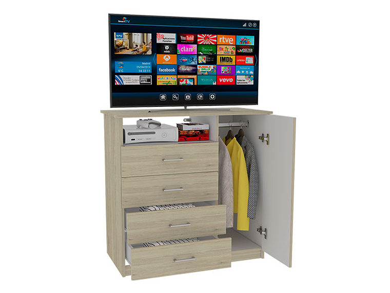 SET DE MUEBLES TUHOME DREAMS 4 CLOSET + CÓMODA + ZAPATERO ROVERE BLANCO 4