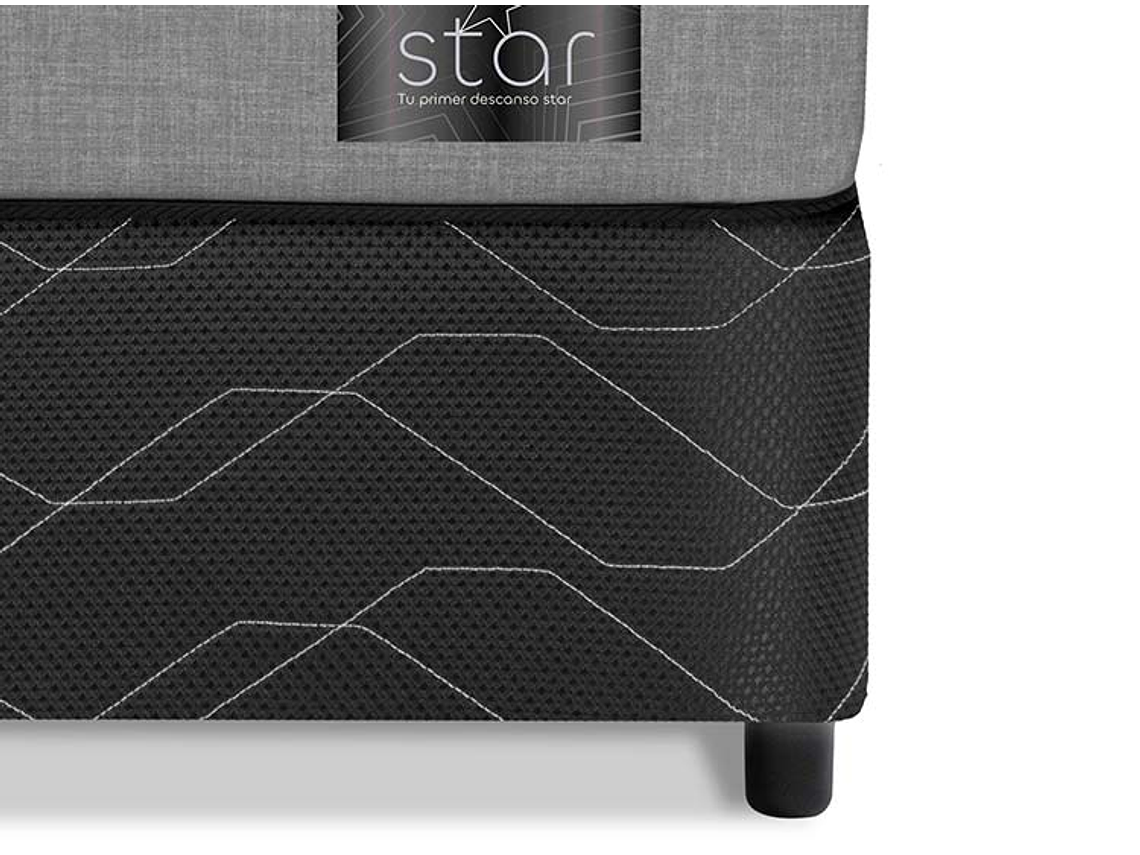 JUEGO DE DORMITORIO FLEX CAMA AMERICANA STAR 1 PLAZA + RESPALDO ROYAL NEGRO + VELADOR ROCK 3