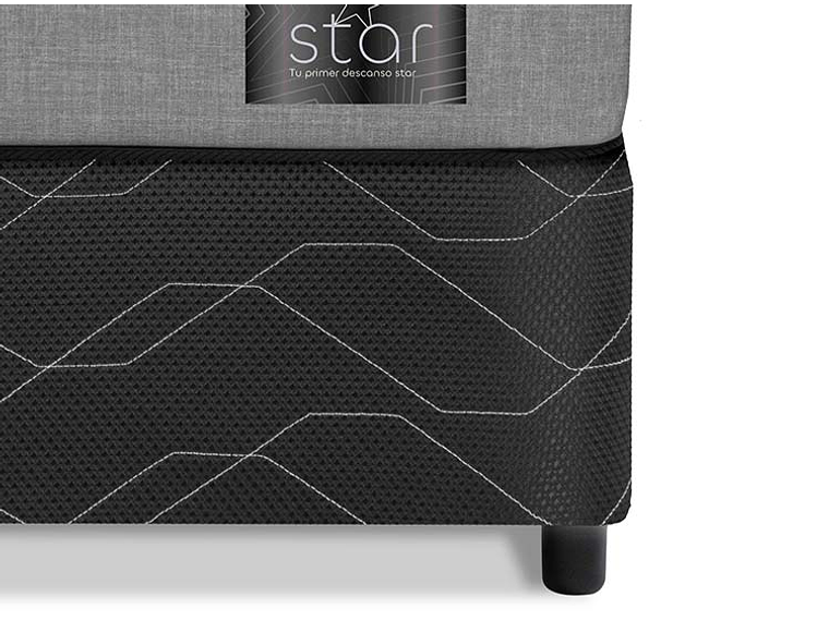 JUEGO DE DORMITORIO FLEX CAMA AMERICANA STAR 1 PLAZA + RESPALDO ROYAL NEGRO + VELADOR ROCK 3