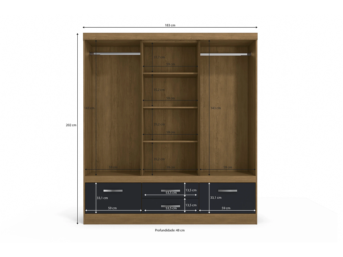 CLÓSET YARDAS 4 PUERTAS 4 CAJONES NEGRO ALEXA ANGELÍN CORREDERAS 5