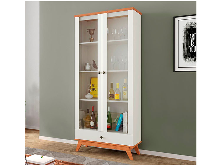 VITRINA ROCA RECIFE CANELA 2 PUERTAS 1 CAJÓN BLANCO 5