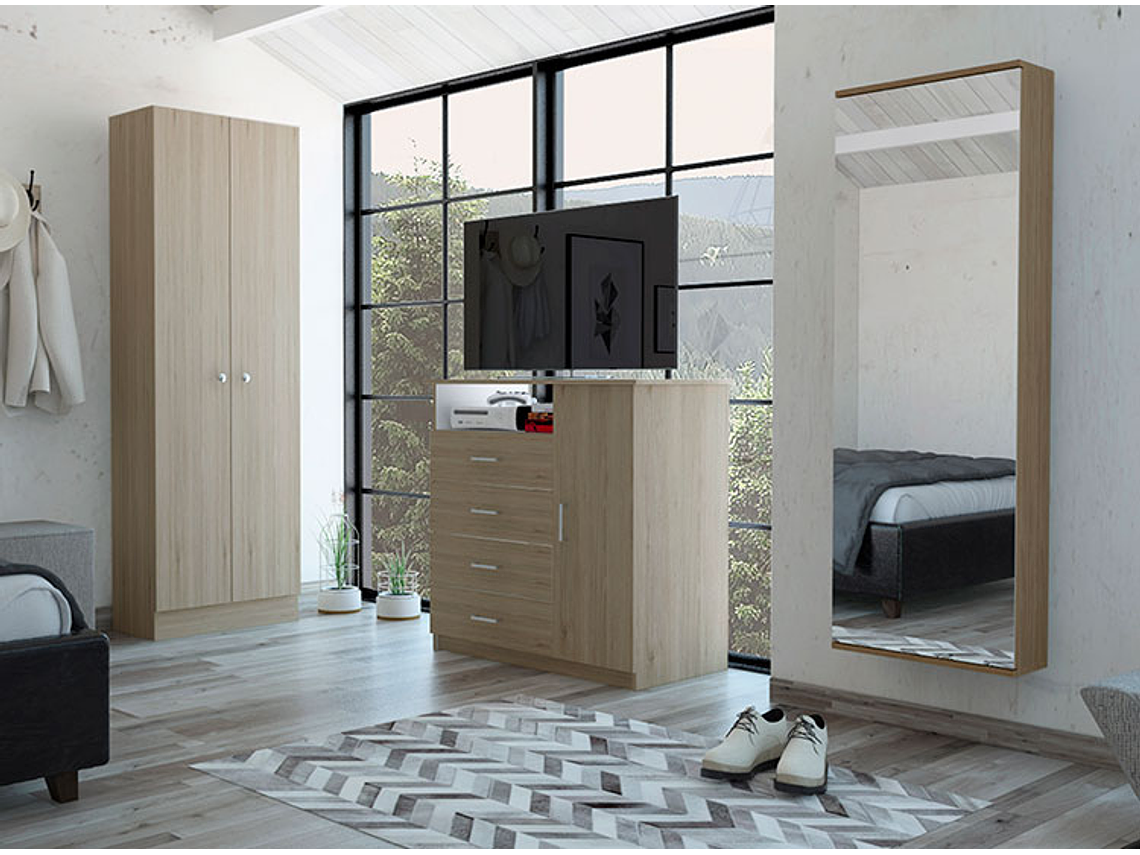 SET DE MUEBLES TUHOME DREAMS 4 CLOSET + CÓMODA + ZAPATERO ROVERE BLANCO 5
