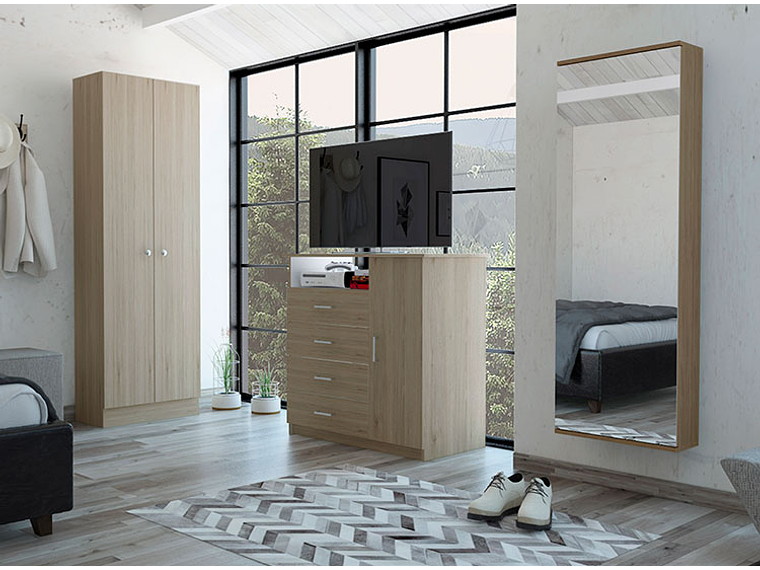 SET DE MUEBLES TUHOME DREAMS 4 CLOSET + CÓMODA + ZAPATERO ROVERE BLANCO 5