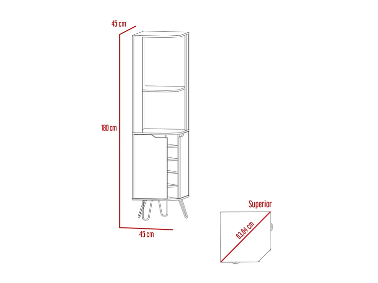 BAR FMFURNITURE ESQUINERO 5 BOTELLEROS 2 PUERTAS FM 008C CAFE CLARO 2