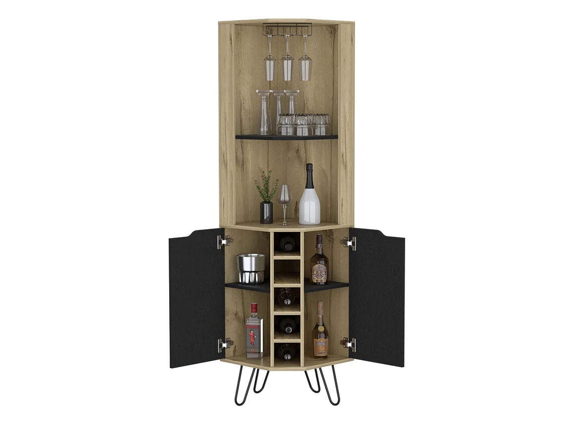 BAR FMFURNITURE ESQUINERO 5 BOTELLEROS 2 PUERTAS FM 008C CAFE CLARO 4