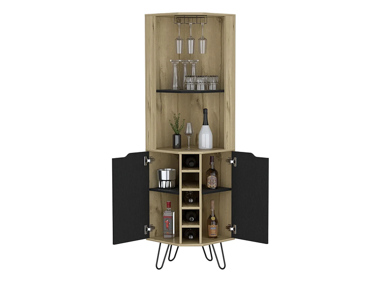 BAR FMFURNITURE ESQUINERO 5 BOTELLEROS 2 PUERTAS FM 008C CAFE CLARO 4