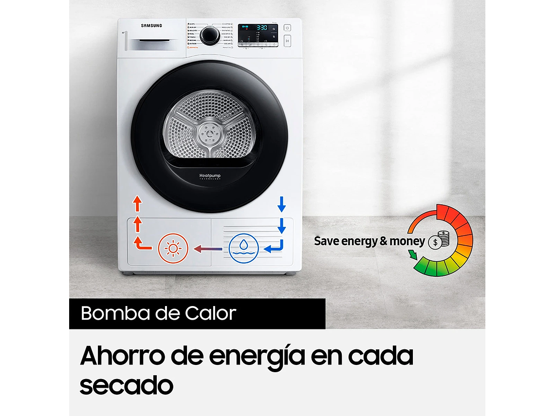 SECADORA DE ROPA SAMSUNG BOMBA DE CALOR 9KG SMARTTHINGS DV90CGC2A0AEZS 8