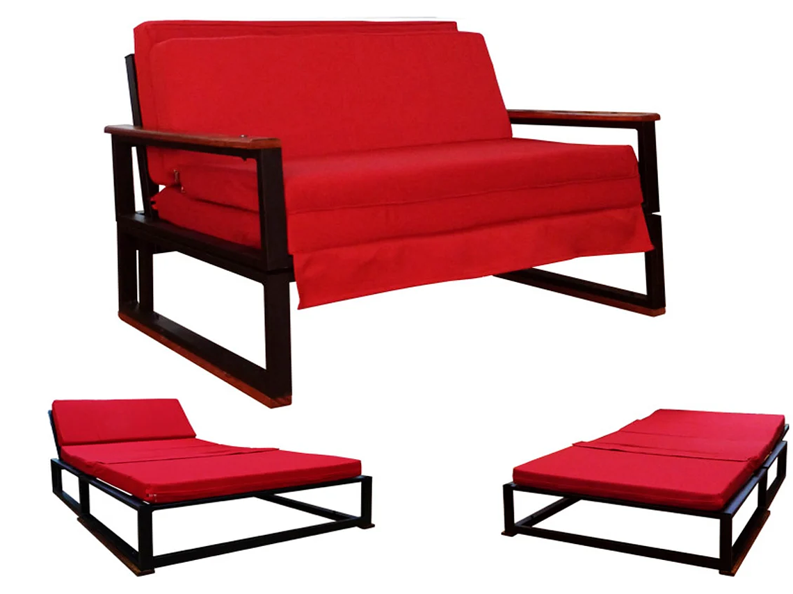 FUTON RECUTEX FOLK ACERO ROJO 1 PLAZA 1