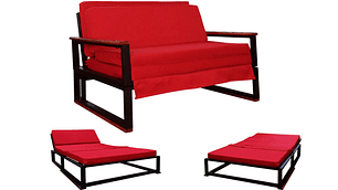 FUTON RECUTEX FOLK ACERO ROJO 1 PLAZA
