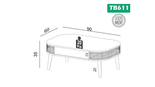 MESA DE CENTRO DECOCASA TB611 RATAN
