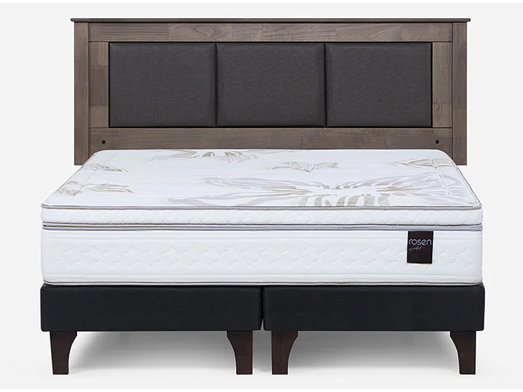 JUEGO DE DORMITORIO ROSEN CAMA EUROPEA ART 4 BD 2 PLAZAS + RESPALDO RACHEL GRIS 1
