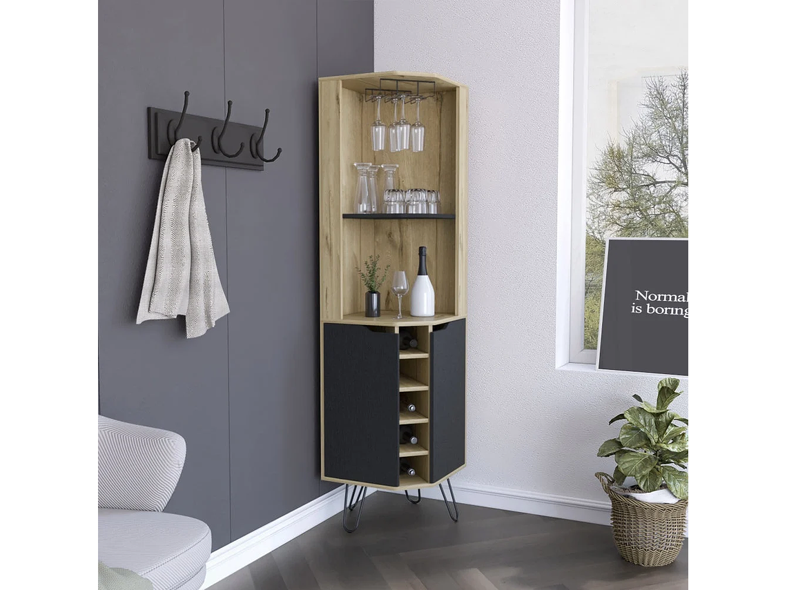 BAR FMFURNITURE ESQUINERO 5 BOTELLEROS 2 PUERTAS FM 008C CAFE CLARO 6