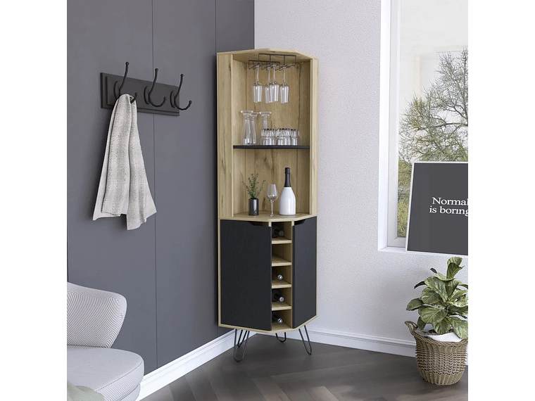 BAR FMFURNITURE ESQUINERO 5 BOTELLEROS 2 PUERTAS FM 008C CAFE CLARO 6