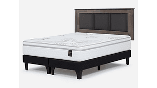 JUEGO DE DORMITORIO ROSEN CAMA EUROPEA ART 4 BD 2 PLAZAS + RESPALDO RACHEL GRIS