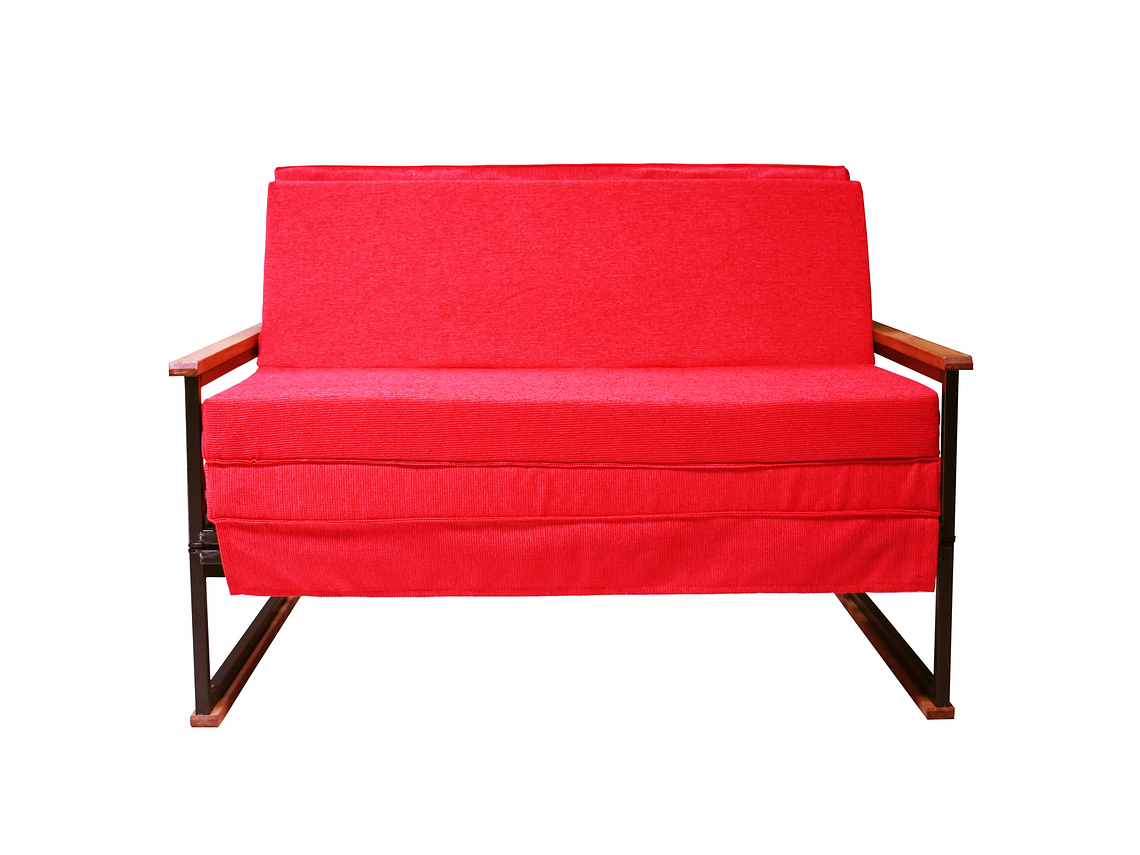 FUTON RECUTEX FOLK ACERO ROJO 1 PLAZA 2