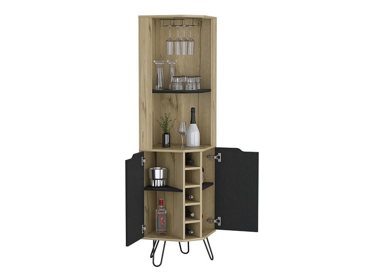 BAR FMFURNITURE ESQUINERO 5 BOTELLEROS 2 PUERTAS FM 008C CAFE CLARO 7