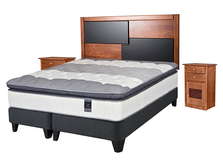 JUEGO DE DORMITORIO FLEX CAMA EUROPEA TITANIUM NEW BOX KING + SET COLONIA 4