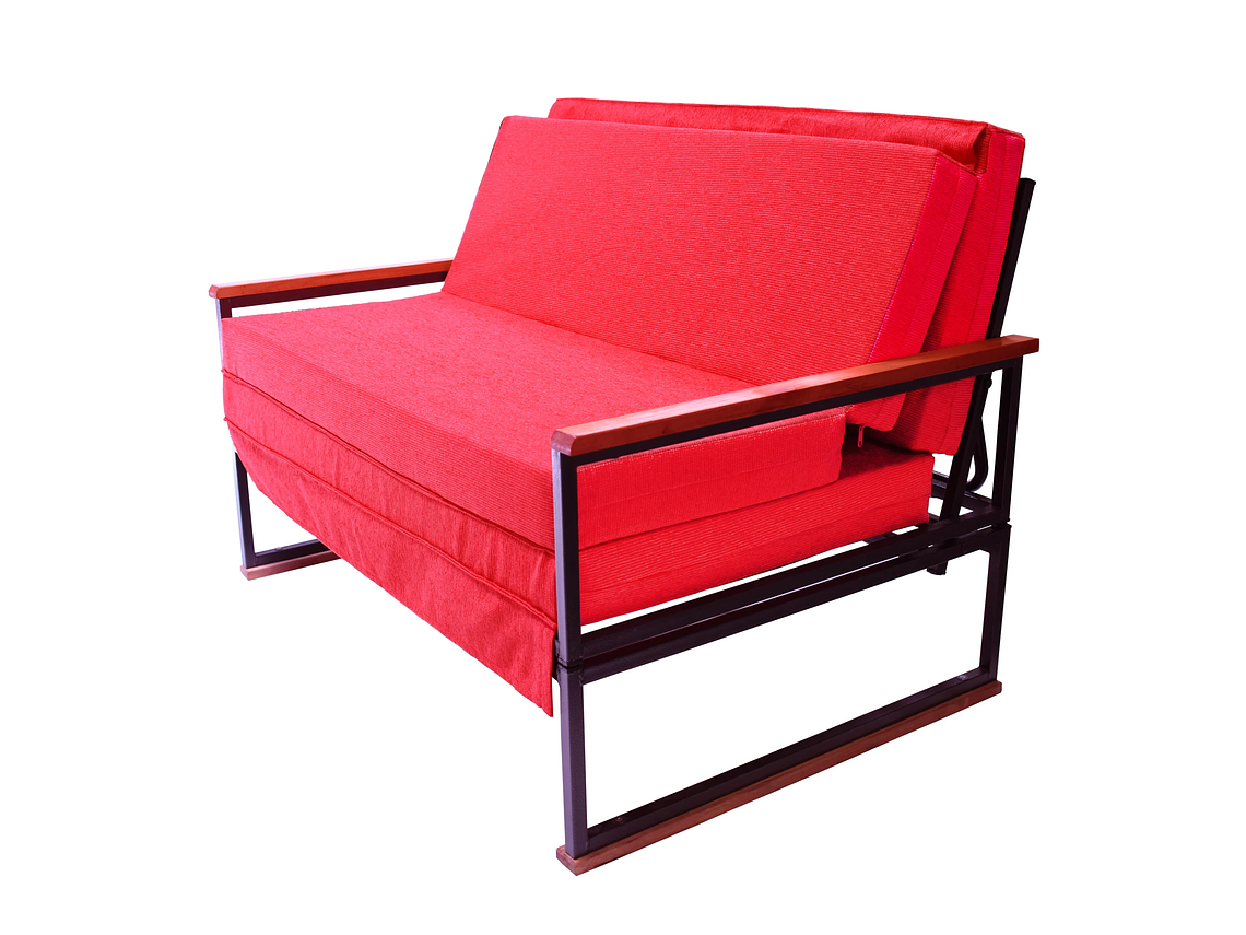 FUTON RECUTEX FOLK ACERO ROJO 1 PLAZA 3